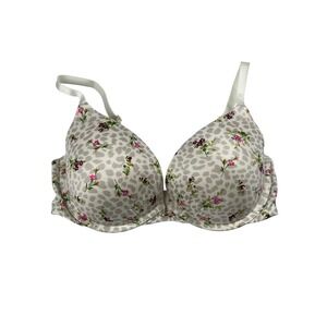 Victoria's Secret Fabulous Plunge Bra Leopard Floral Print 36D Push Up